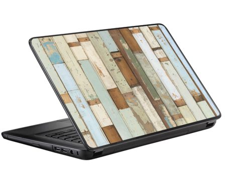 Beach Wood Panels Teal White Wash Universal 13 to 16 inch wide laptop Skin For Discount