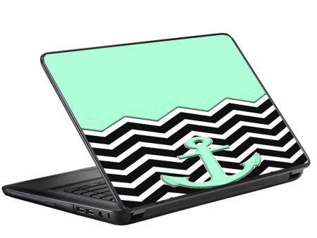 Teal  Black Chevron  Anchor Universal 13 to 16 inch wide laptop Skin Discount