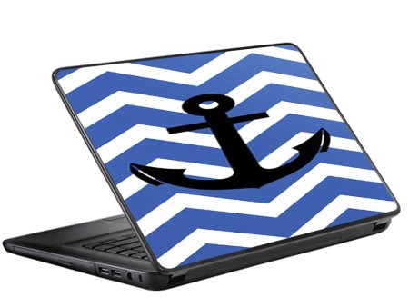 Blue Chevron Black Anchor Universal 13 to 16 inch wide laptop Skin on Sale