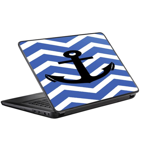 Blue Chevron Black Anchor Universal 13 to 16 inch wide laptop Skin on Sale