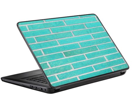 Teal Baby Blue Brick Wall Universal 13 to 16 inch wide laptop Skin Online Sale