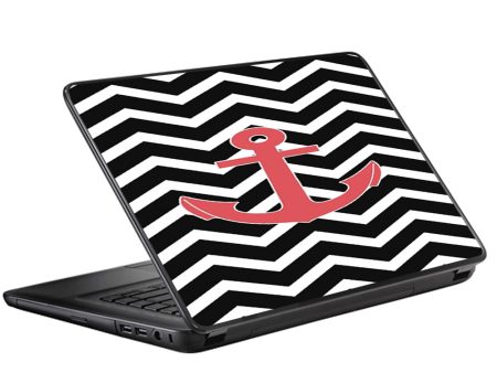 Black Chevron With Rose Anchor Universal 13 to 16 inch wide laptop Skin For Discount