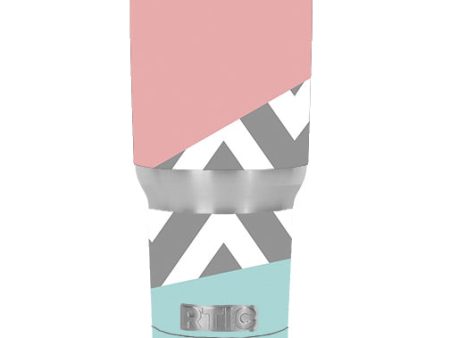 Pink Teal Gray Chevron Pattern RTIC 30oz Tumbler Skin Discount